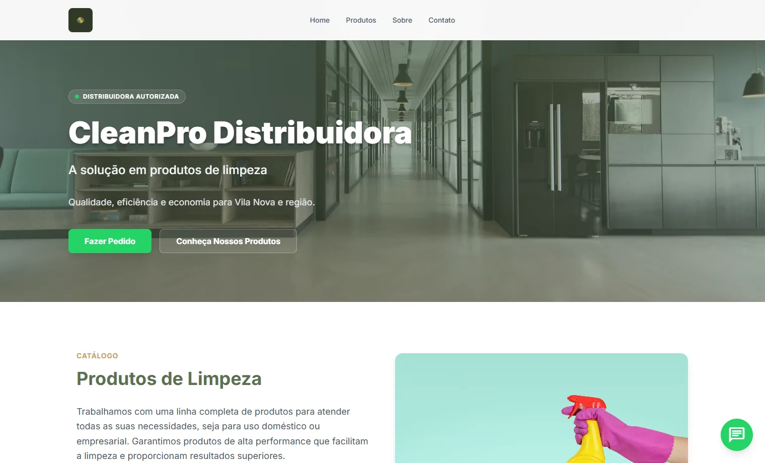 Prévia do site CleanPro Distribuidora