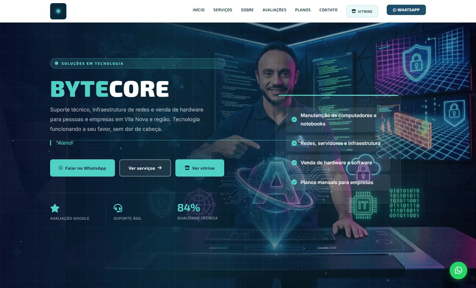 Prévia do site ByteCore Tecnologia