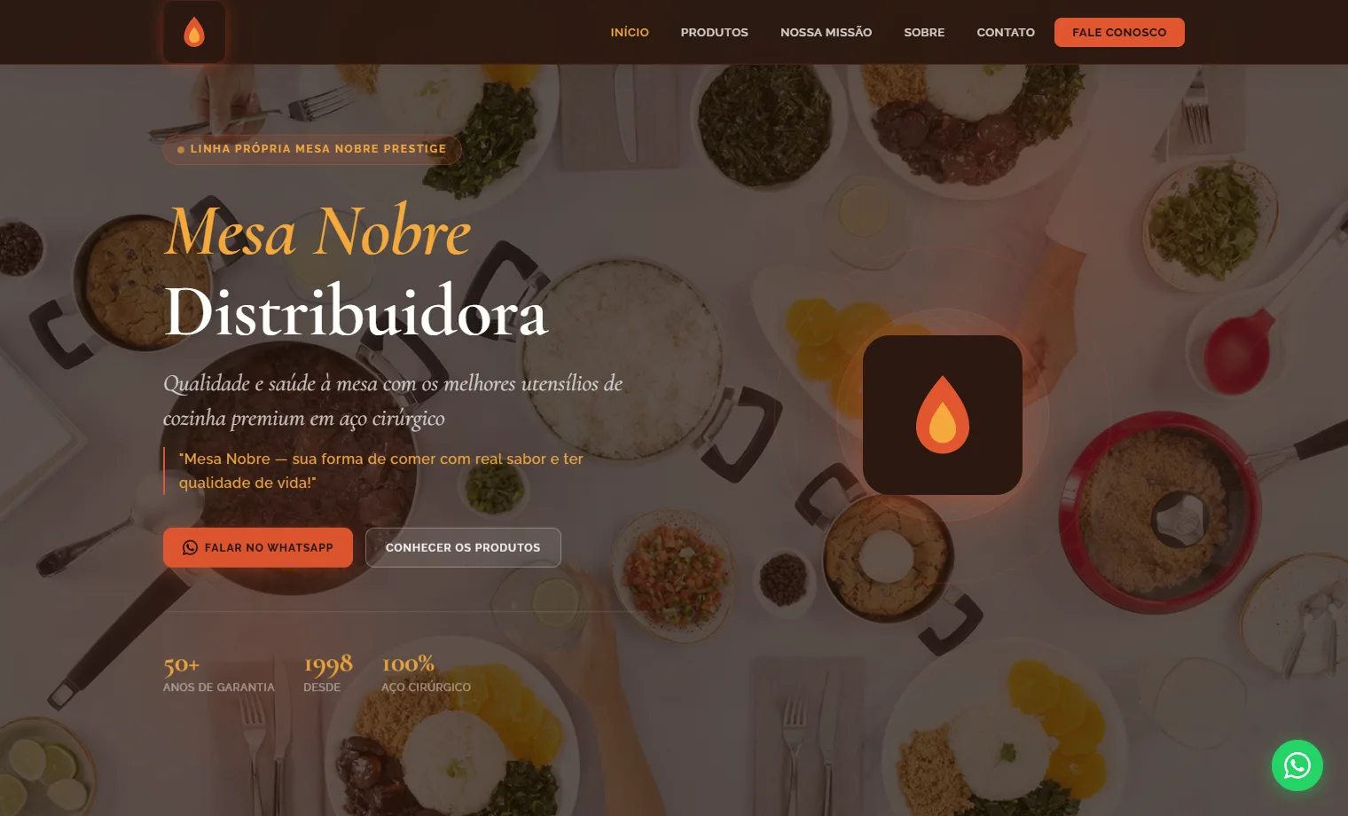Prévia do site Mesa Nobre Distribuidora