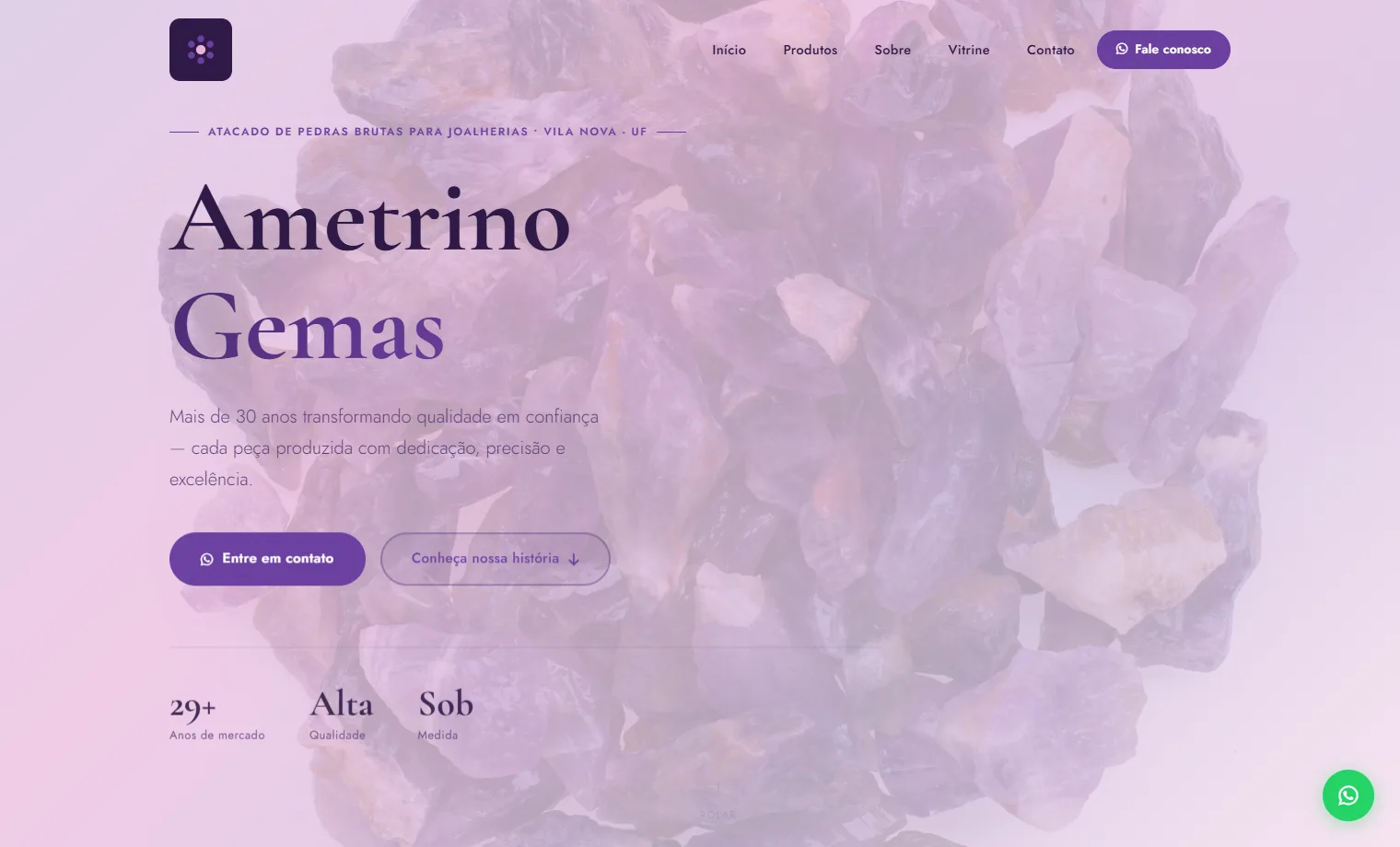 Prévia do site Ametrino Gemas