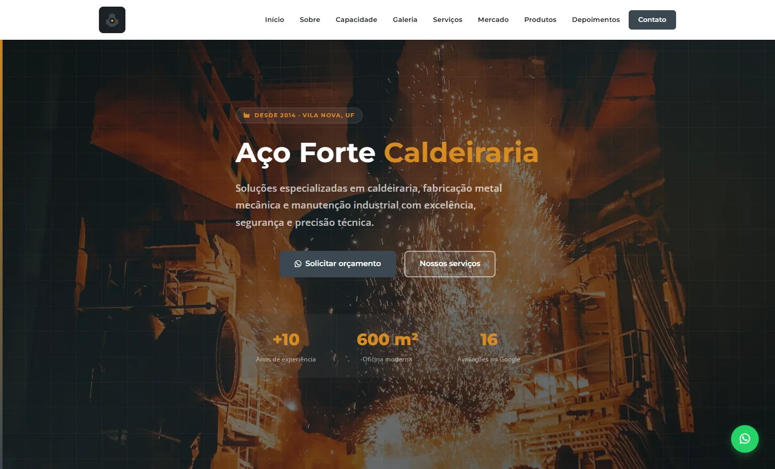 Prévia do site Aço Forte Caldeiraria