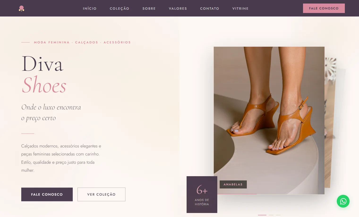 Prévia do site Diva Shoes