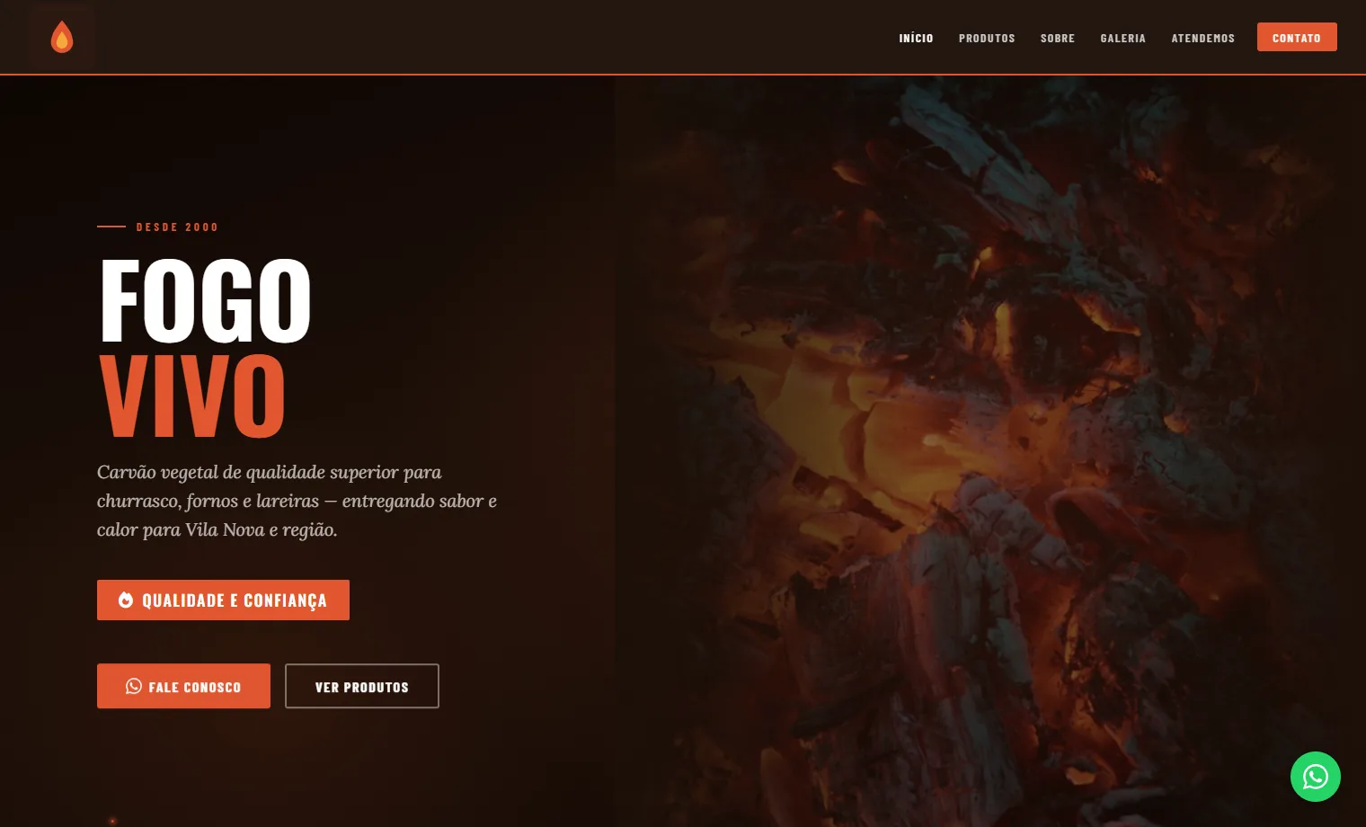 Prévia do site Fogo Vivo Carvoaria