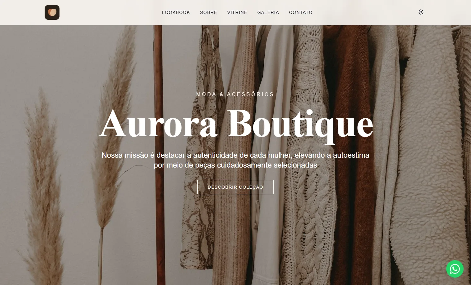 Prévia do site Aurora Boutique