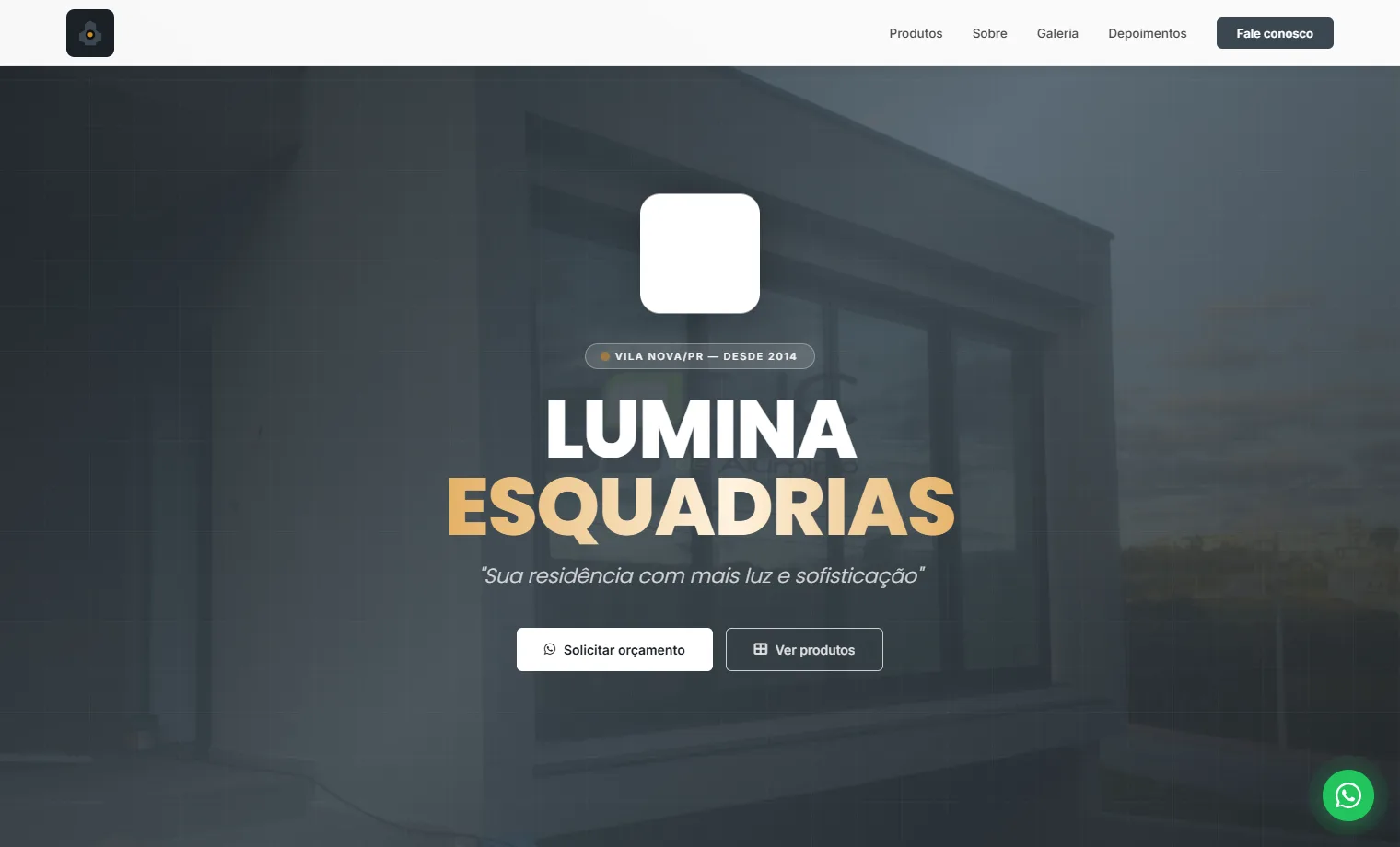 Prévia do site Lumina Esquadrias