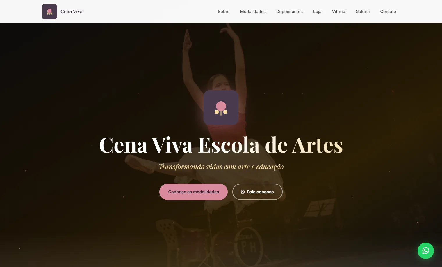Prévia do site Cena Viva Escola de Artes