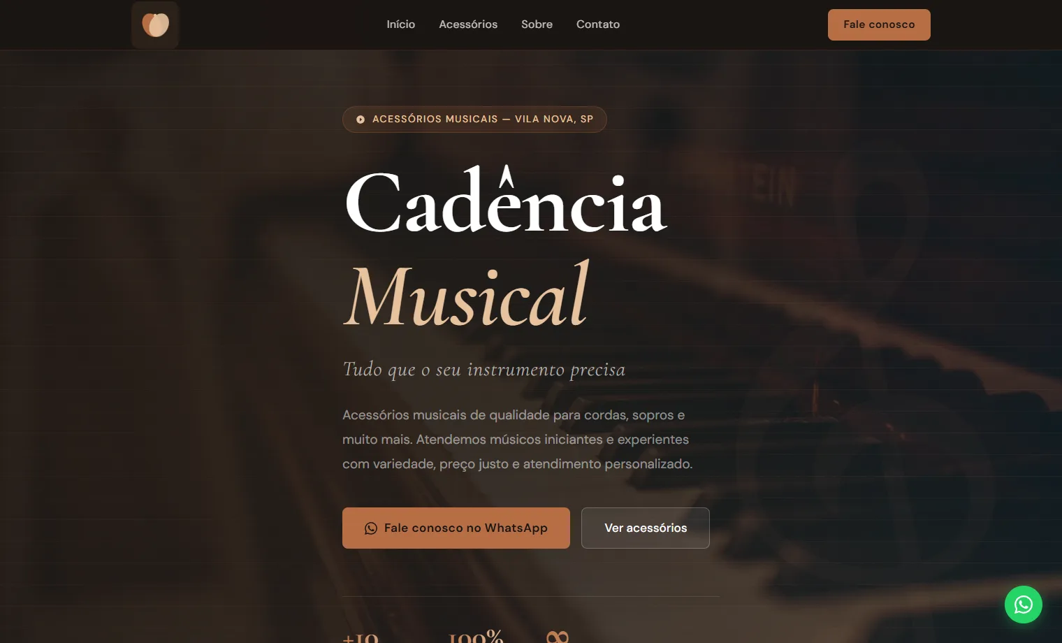 Prévia do site Cadência Musical