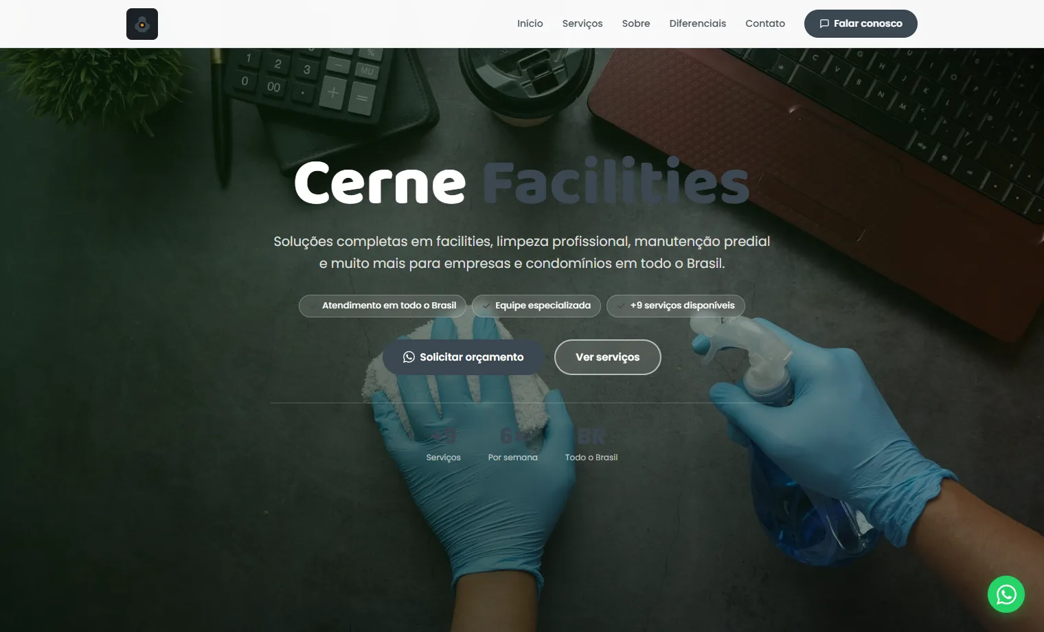 Prévia do site Cerne Facilities