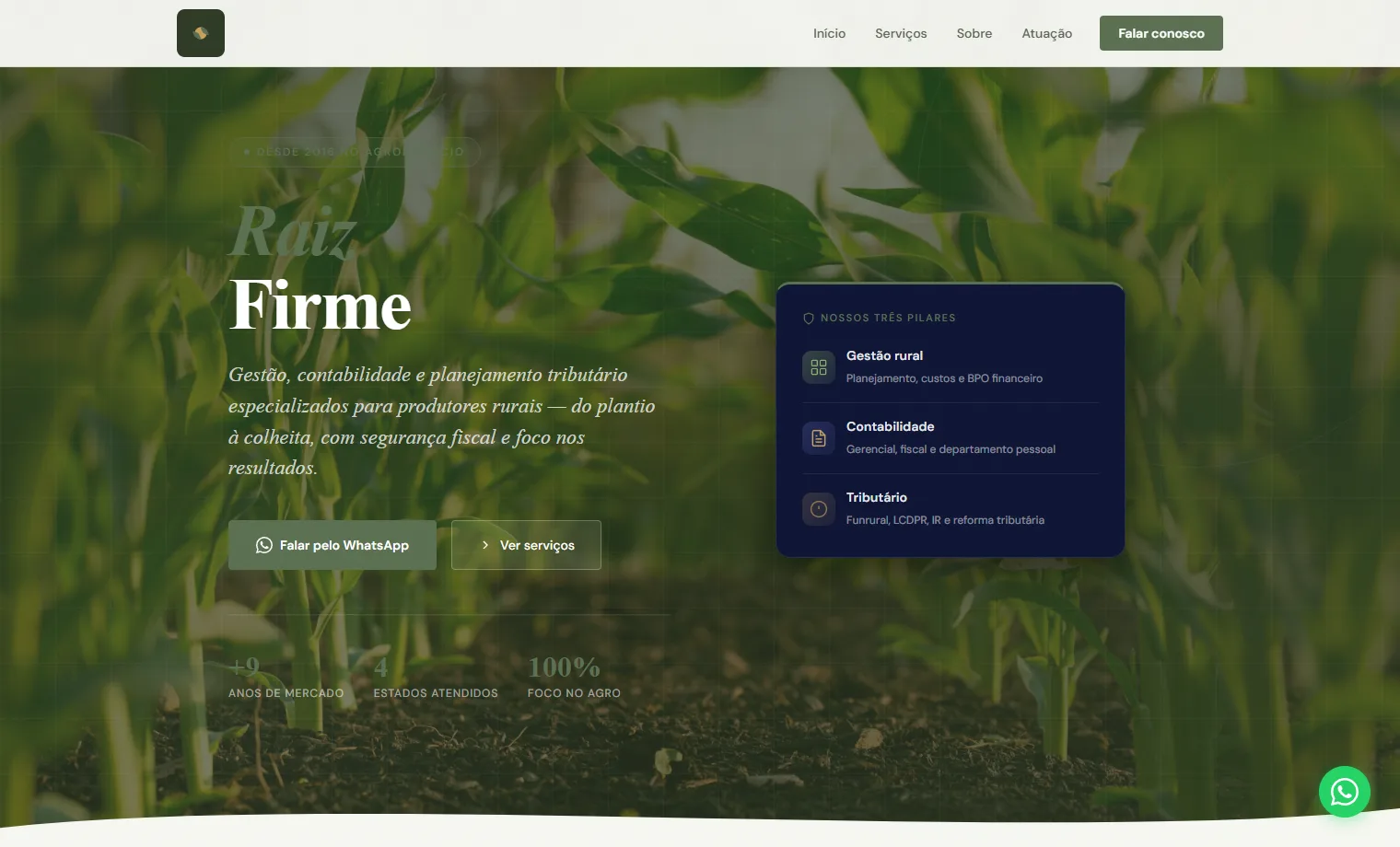 Prévia do site Raiz Firme