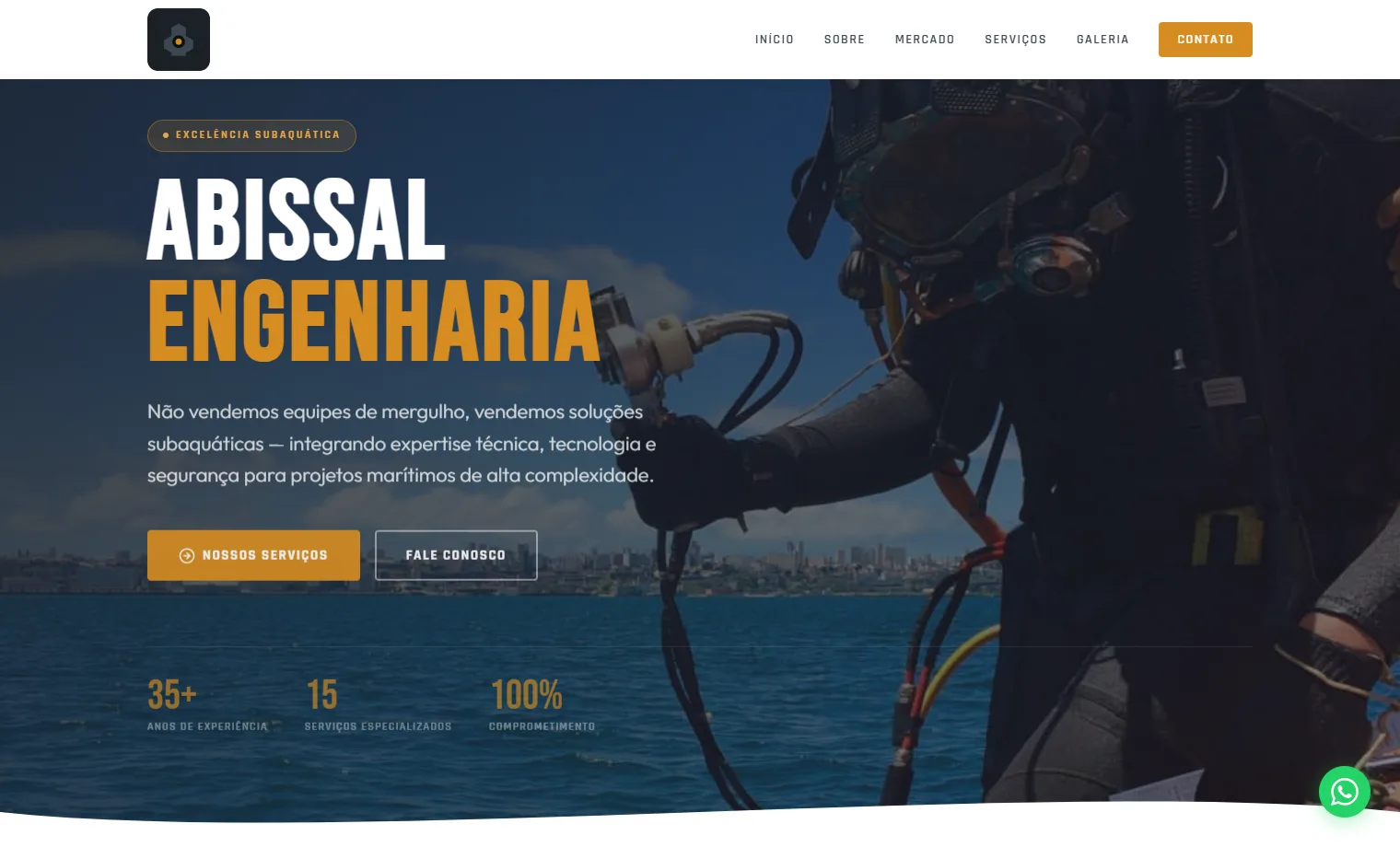Prévia do site Abissal Engenharia Subaquática