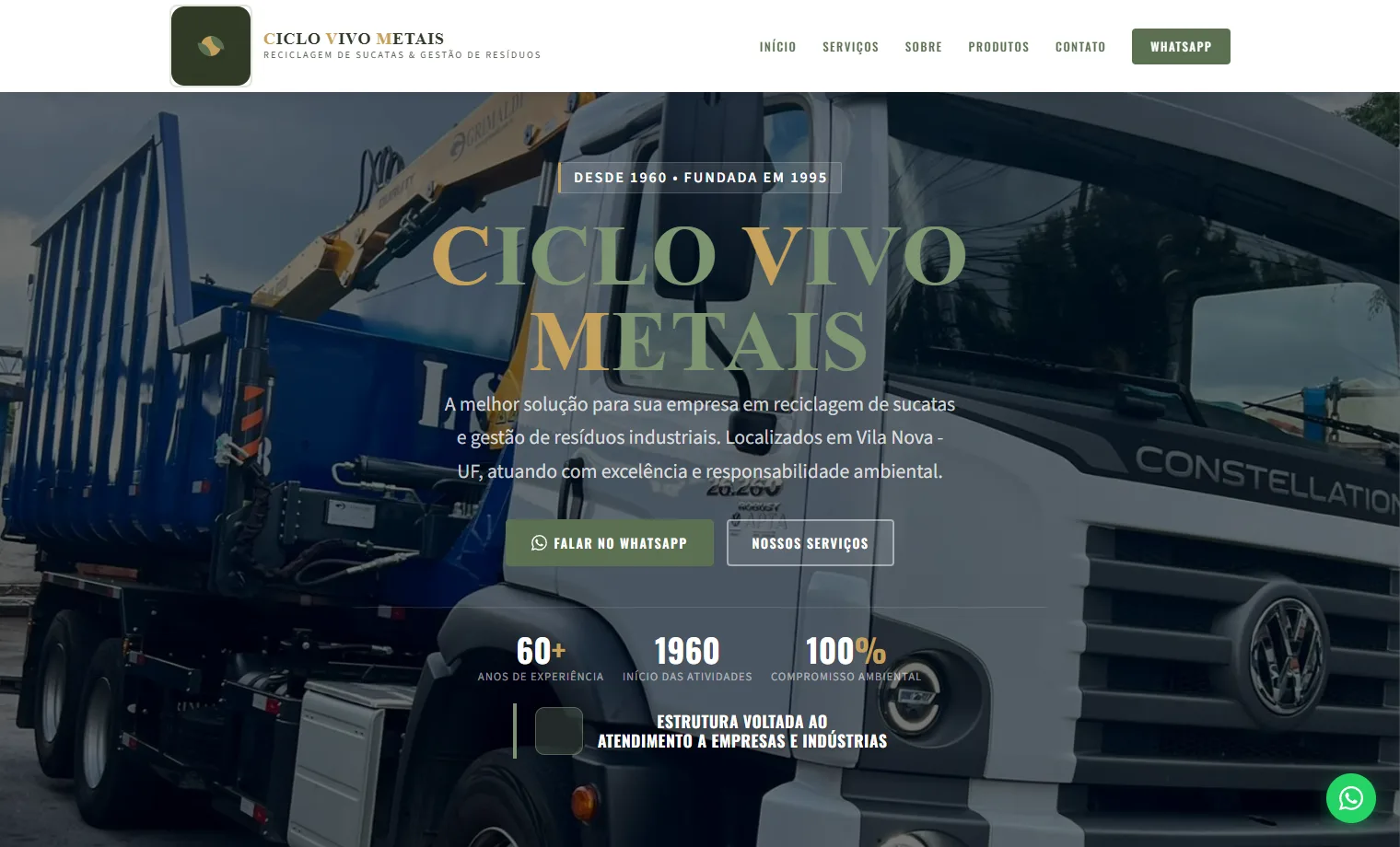 Prévia do site Ciclo Vivo Metais