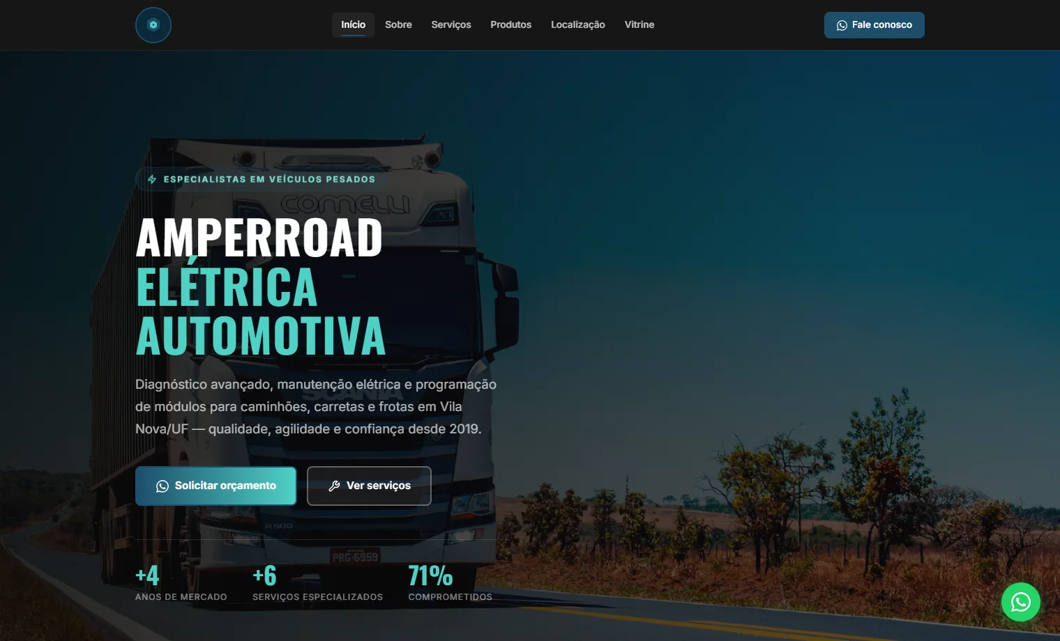 Prévia do site AmperRoad Elétrica Automotiva
