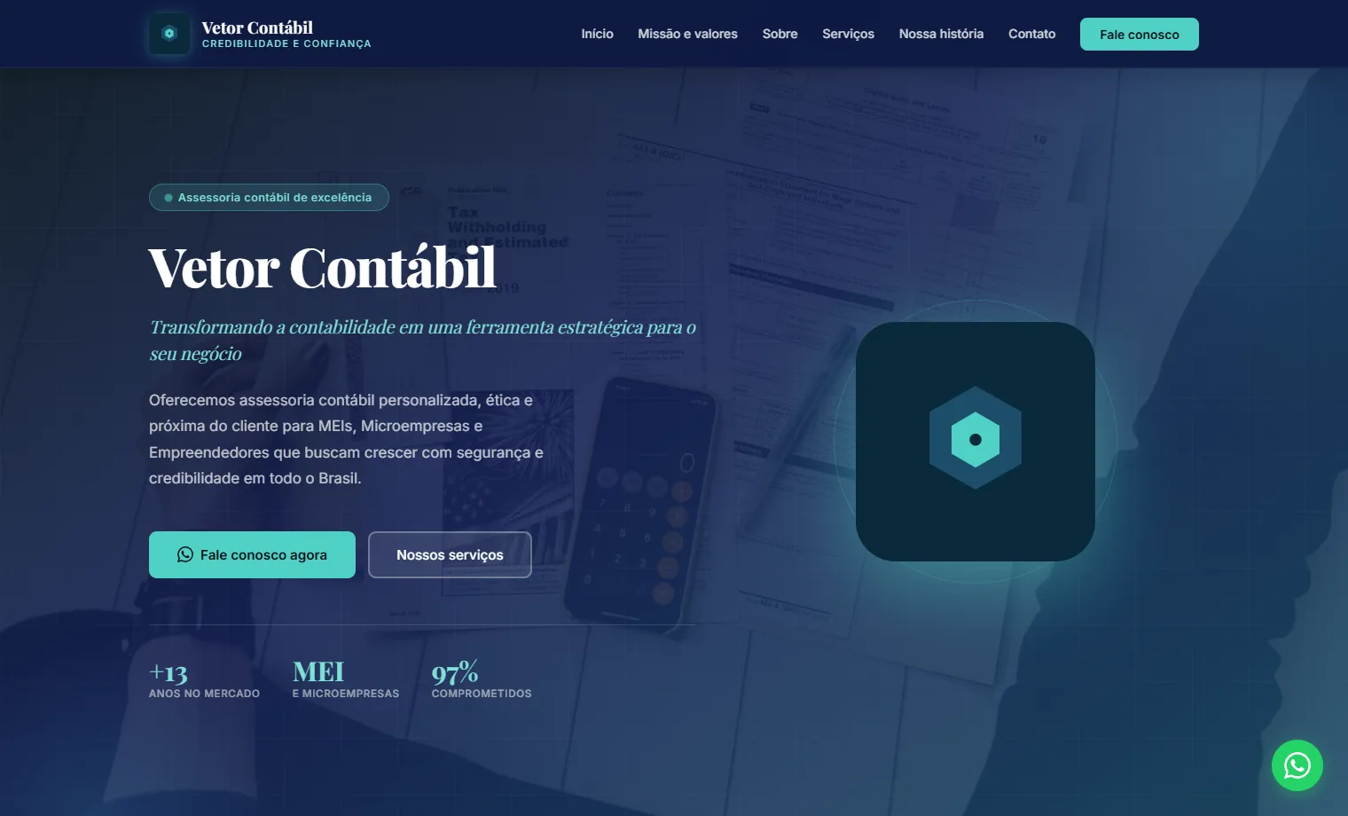 Prévia do site Vetor Contábil