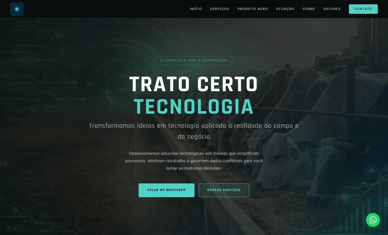 Prévia do site Trato Certo Tecnologia