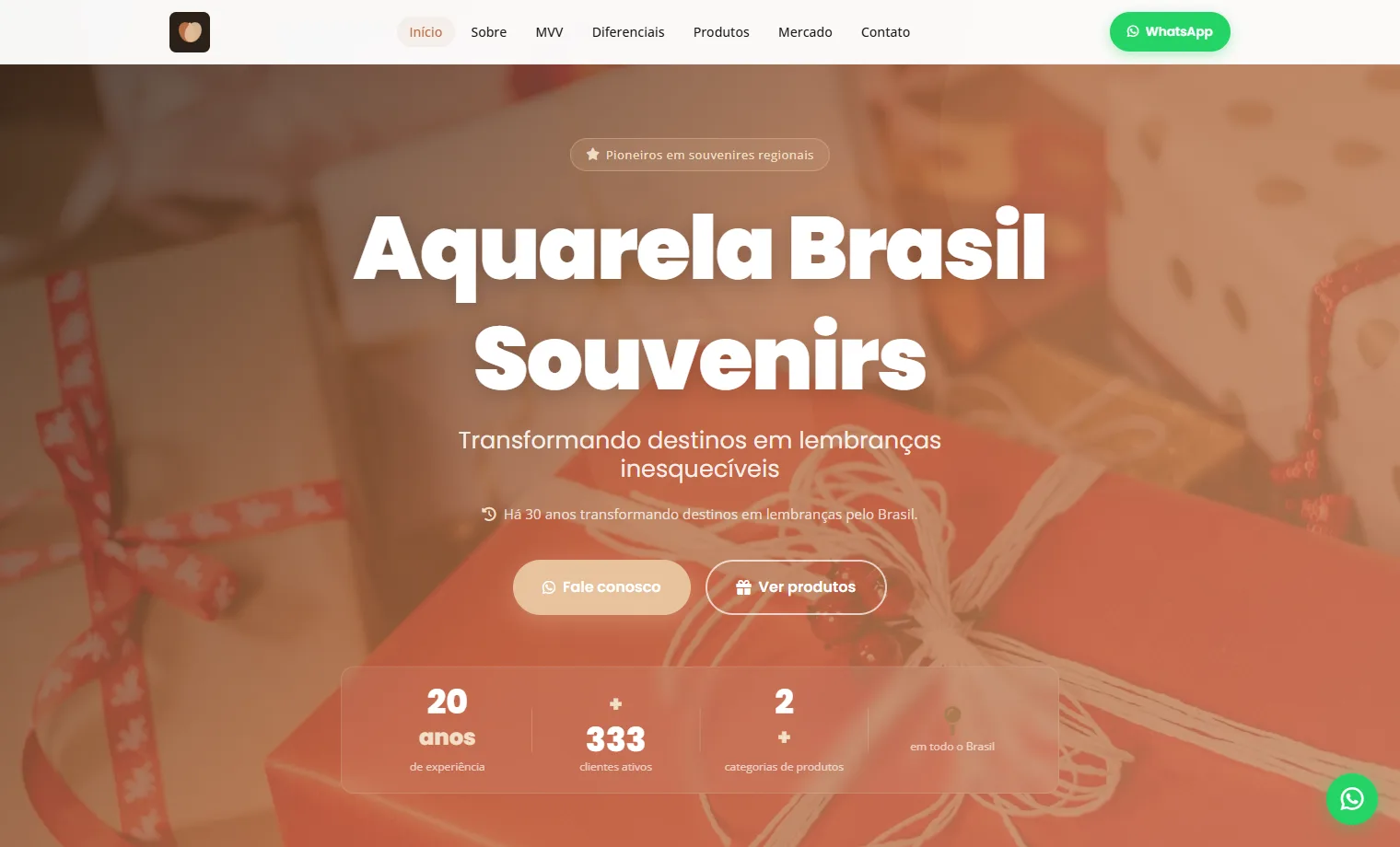 Prévia do site Aquarela Brasil Souvenirs