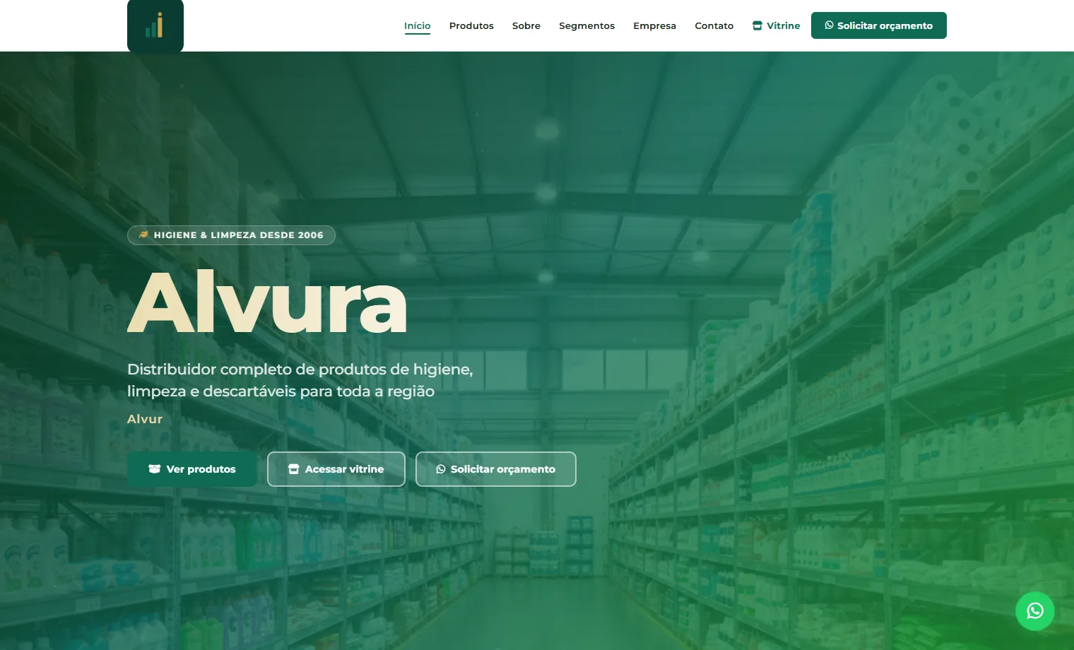Prévia do site Alvura Higiene & Limpeza
