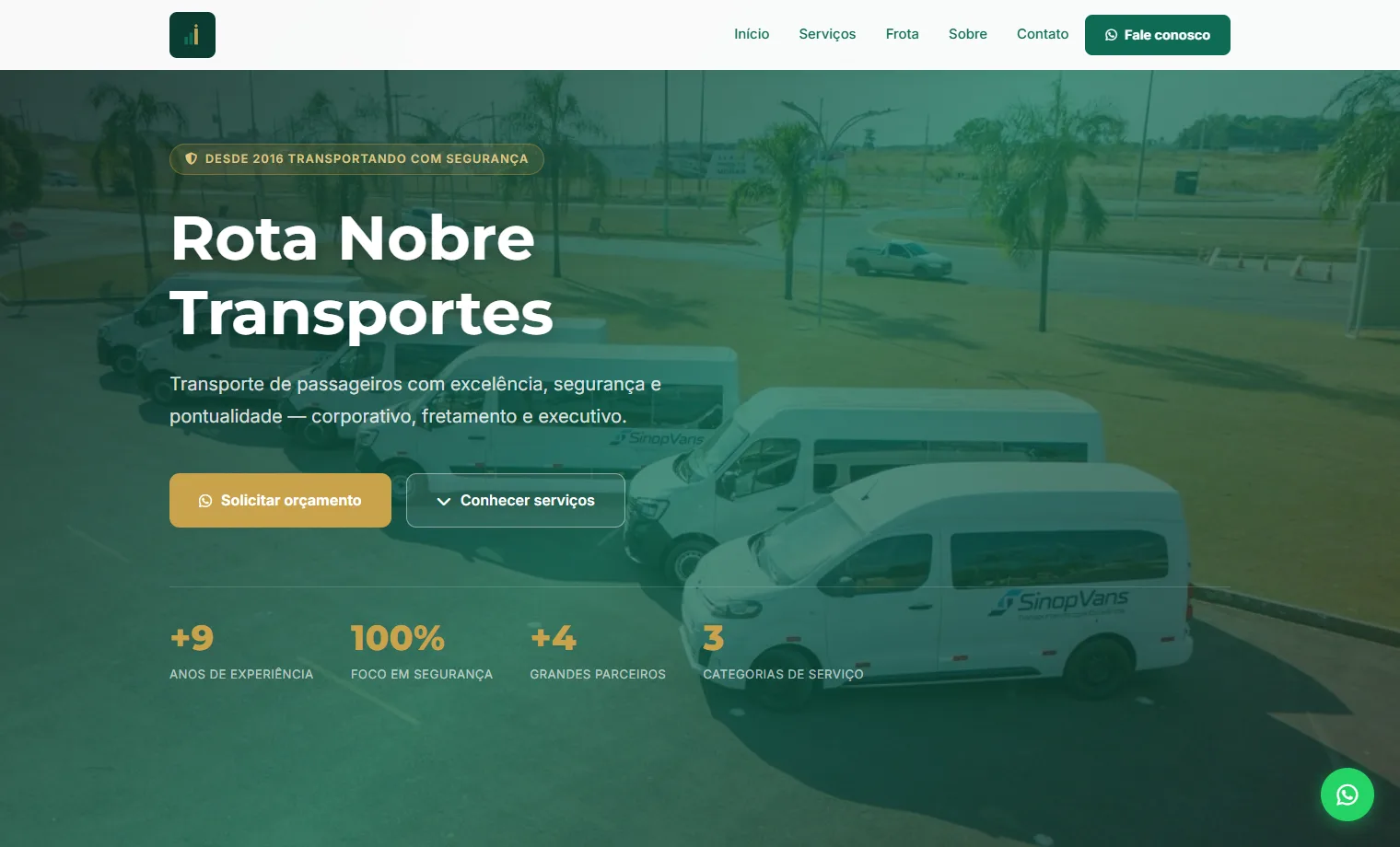 Prévia do site Rota Nobre Transportes