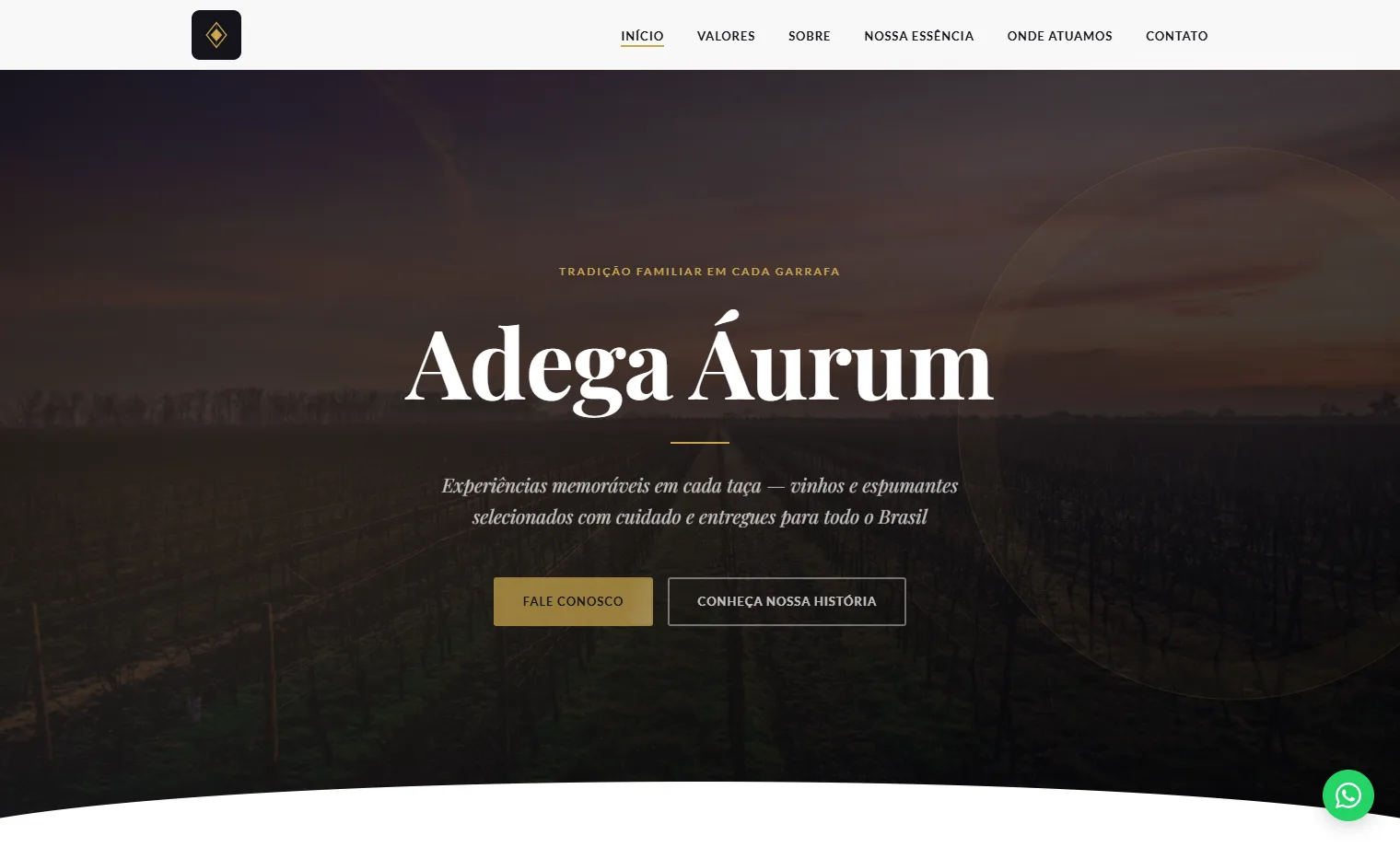 Prévia do site Adega Áurum