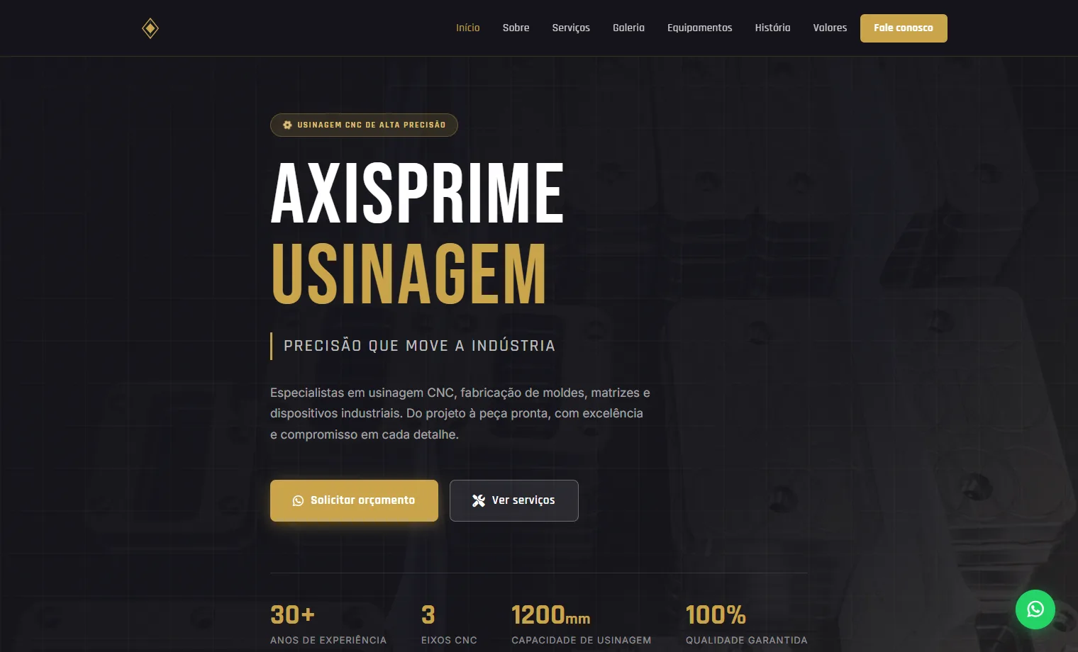 Prévia do site AxisPrime Usinagem