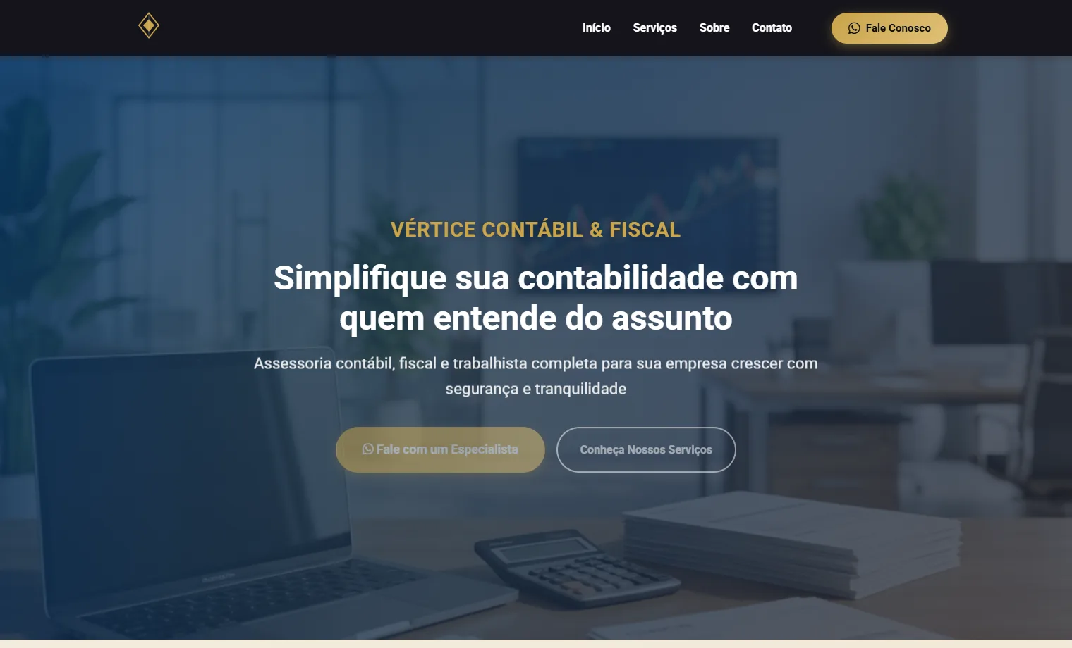 Prévia do site Vértice Contábil & Fiscal