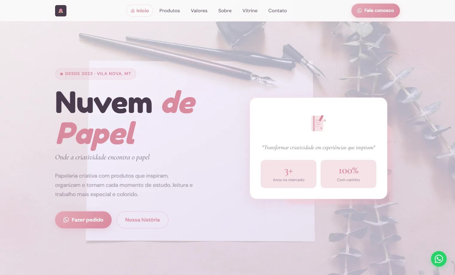 Prévia do site Nuvem de Papel